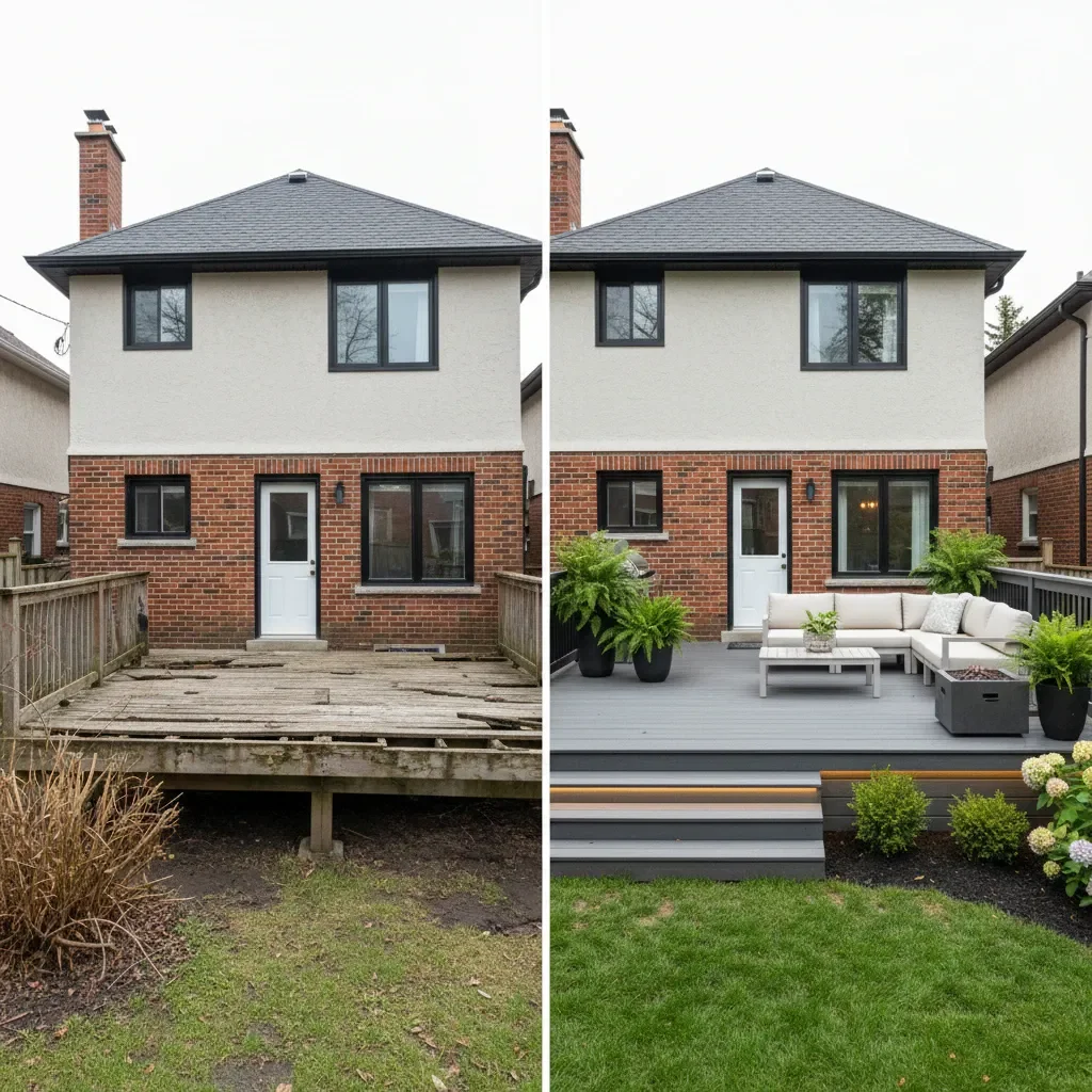 Deck builder transformation - before and after by Legacy Landscaping Etobicoke in Etobicoke